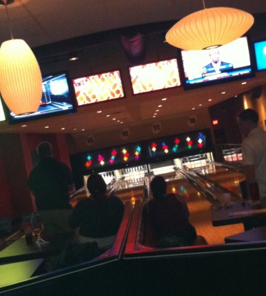 Nice pockets of bowling lanes, 4 lanes in a group